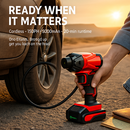Cordless Car Tire Pump Portable Inflator with LED Light