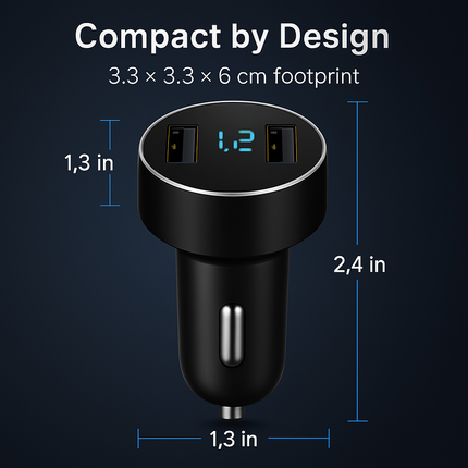 Dual USB Car Charger for Everyday Driving - Compact & Safe