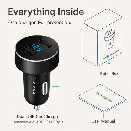 Dual USB Car Charger for Everyday Driving - Compact & Safe