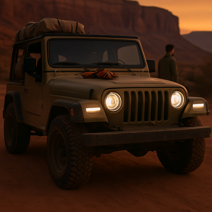 7In Round LED Headlight for Jeep Wrangler TJ JK CJ Plug-Play