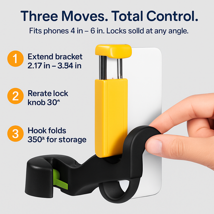 Headrest Hook with Phone Mount and Locking Bracket
