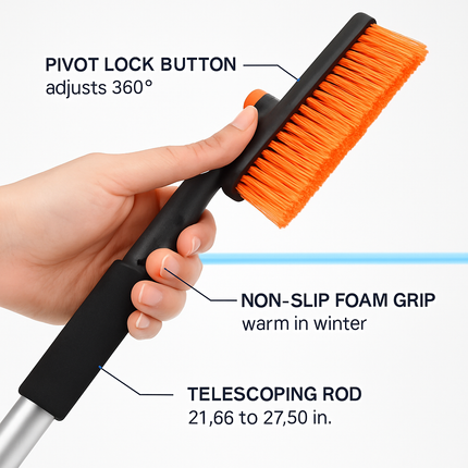 3-in-1 Windshield Ice Scraper with Extendable Tool