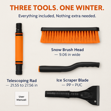 3-in-1 Windshield Ice Scraper with Extendable Tool