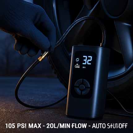 Car Tire Inflator Pump with LED Light, Portable Air Pump