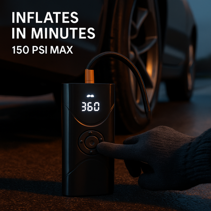 Portable Car Tire Inflator Pump with LED Light