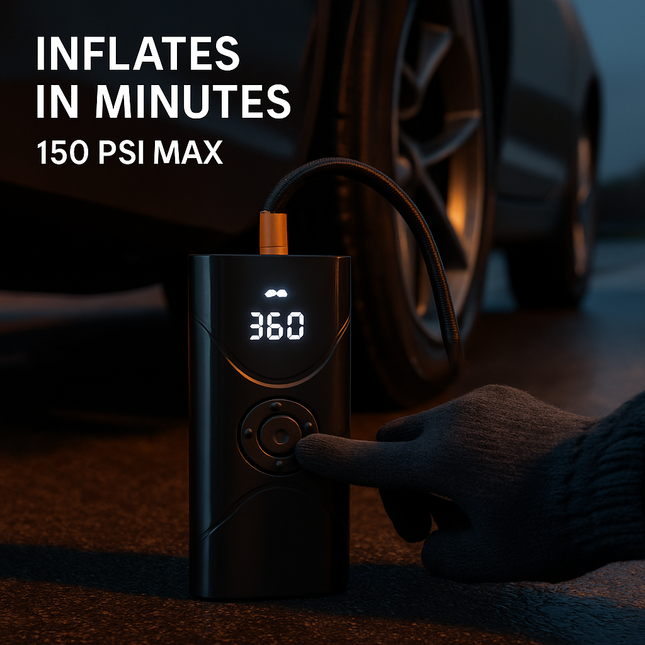 Portable Car Tire Inflator Pump with LED Light