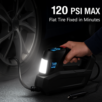 Portable Tire Inflator with Digital Display & LED Light