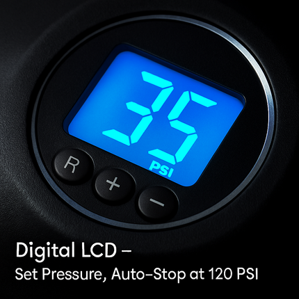 Portable Tire Inflator with Digital Display & LED Light