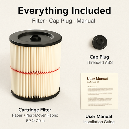 Vacuum Cartridge Filter for Household Vacuums