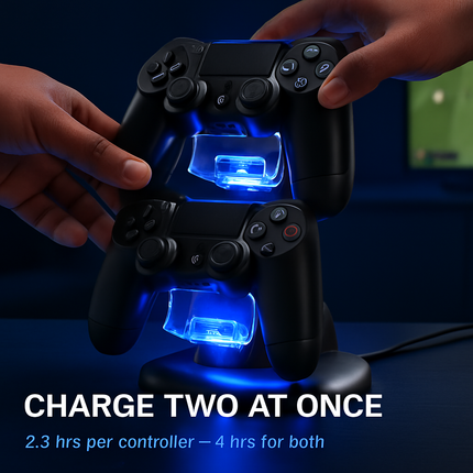 Charging Dock Station Dual Micro USB Charger Stand For PS4 Pro/PS4 Slim Gamepad Controller Handle Charging Station w/ Blue Indicator Game Lovers