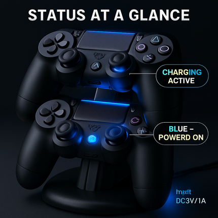Charging Dock Station Dual Micro USB Charger Stand For PS4 Pro/PS4 Slim Gamepad Controller Handle Charging Station w/ Blue Indicator Game Lovers