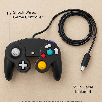 Shock Wired Game Controller for Nintendo Wii and GameCube