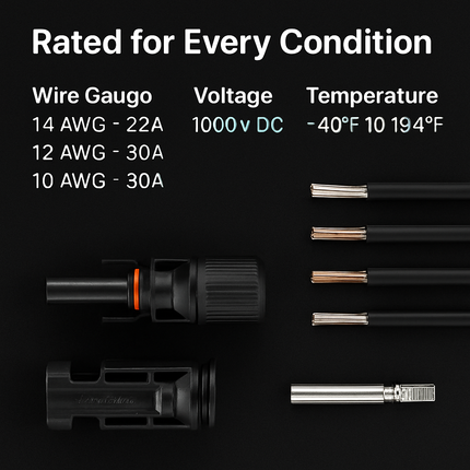 Solar Panel Connectors - IP67 Waterproof Male/Female Pair