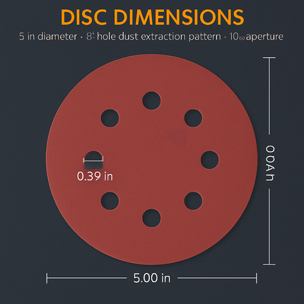 5-Inch Round Sanding Discs, 8-Hole for Orbital Sander
