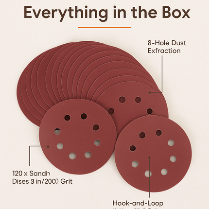 5-Inch Round Sanding Discs, 8-Hole for Orbital Sander