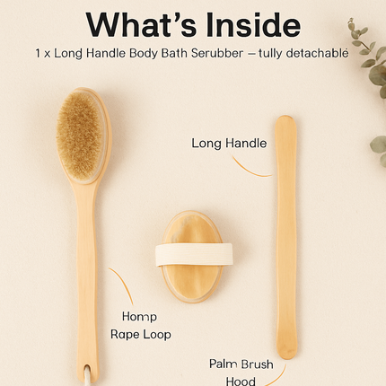 Bath Brush with Long Handle and Detachable Scrubber