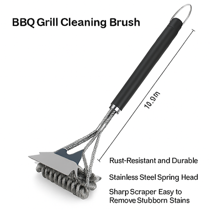 Grill Cleaning Brush with Scraper for Stainless Grates