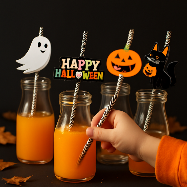 Halloween Striped Paper Straws for Party Decor