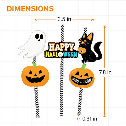 Halloween Striped Paper Straws for Party Decor