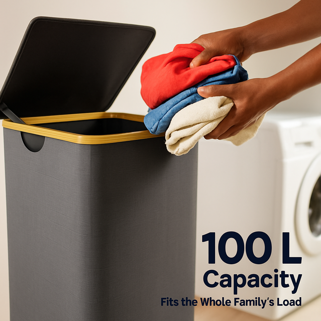 Collapsible Laundry Hamper with Lid – Foldable Basket