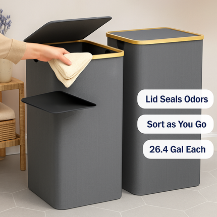 Collapsible Laundry Hamper with Lid – Foldable Basket