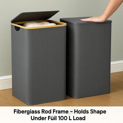 Collapsible Laundry Hamper with Lid – Foldable Basket