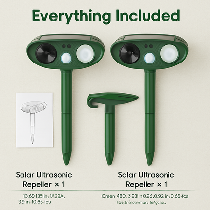Solar Ultrasonic Animal Repeller with Flashing Light