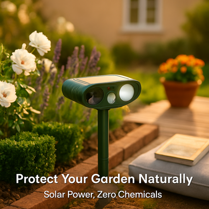 Solar Ultrasonic Animal Repeller with Flashing Light
