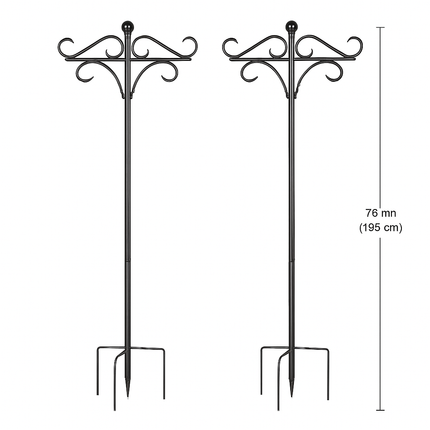 2 Packs 91in Heavy Duty Double Shepherds Hook Bird Feeder Pole Garden Hanging Holder with 5 Adjustable Height 5 Prong Base for Bird Feeder Garden Plan