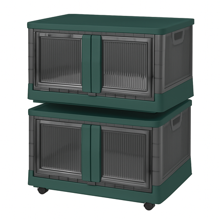 Foldable Storage Bins with Lid, Stackable Closet Organizer