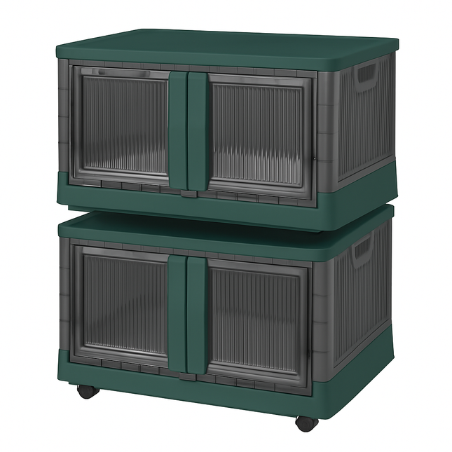 Foldable Storage Bins with Lid, Stackable Closet Organizer