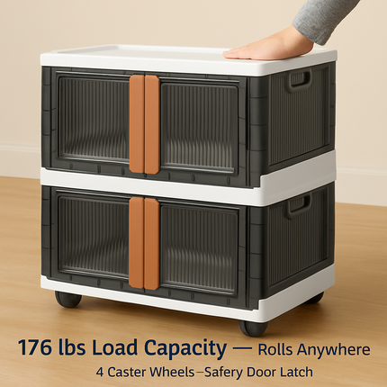 Foldable Storage Bins with Lid, Stackable Closet Organizer