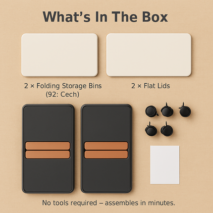 Foldable Storage Bins with Lid, Stackable Closet Organizer