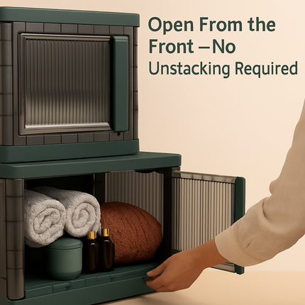 Foldable Storage Bins with Lid, Stackable Closet Organizer