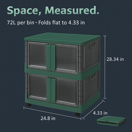 Foldable Storage Bins with Lid, Stackable Closet Organizer