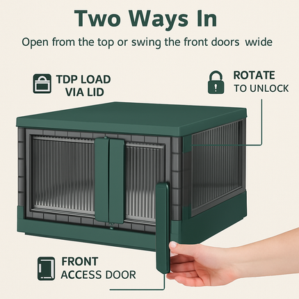 Foldable Storage Bins with Lid, Stackable Closet Organizer