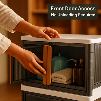Foldable Storage Bins with Lid, Stackable Closet Organizer