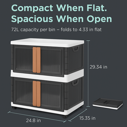 Foldable Storage Bins with Lid, Stackable Closet Organizer