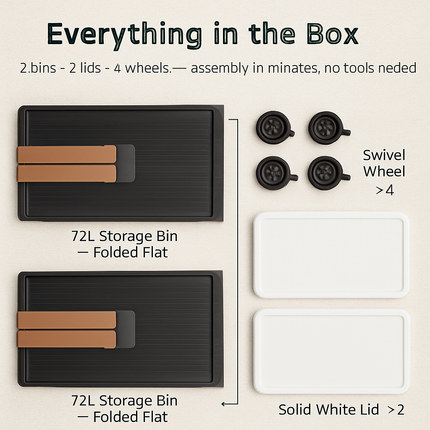 Foldable Storage Bins with Lid, Stackable Closet Organizer