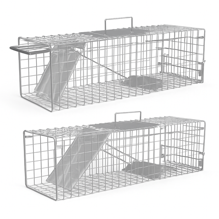 2Pcs 24X7.48X8.27IN Folding Humane Live Animal Trap Cages Easy To Catch And Release Foldable Cat Trap Galvanized Steel For Small Cats Squirrels Rabbit