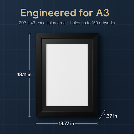 Kids Art Frame - Front-Opening Wooden Display for Artwork