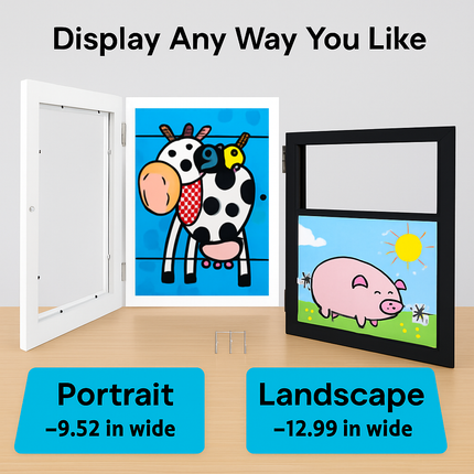 Kids Art Frame - Front-Opening Wooden Display for Artwork