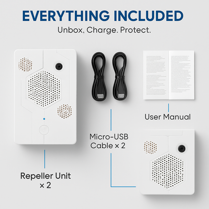 2Pack 2026 Upgraded Rechargeable Ultrasonic Bat Repellent Indoor Outdoor Bird Mouse Dog Deterrent Device with 3 Ultrasonic Speakers for Attic Porch Ho