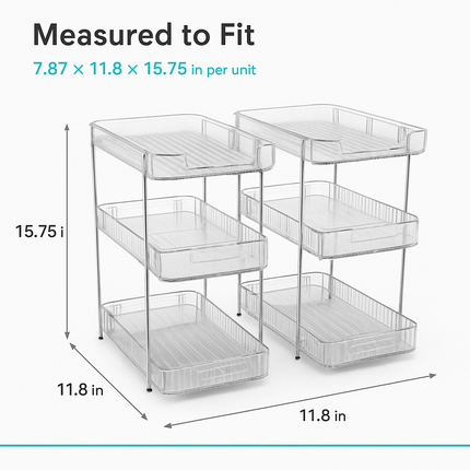 3 Tier Clear Bathroom Organizer with Drawers