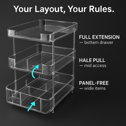 3 Tier Clear Bathroom Organizer with Drawers