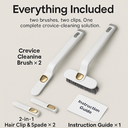 Rotating Crevice Cleaning Brush with Clip and Spade