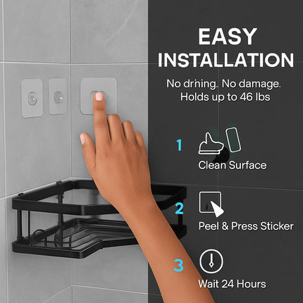 Corner Shower Caddy Anti-Rust Soap Holder with Hooks