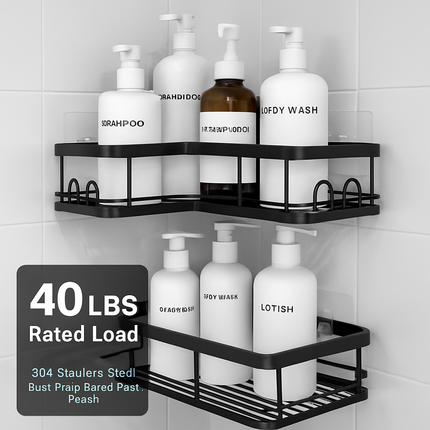 Corner Shower Caddy Anti-Rust Soap Holder with Hooks