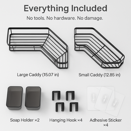 Corner Shower Caddy Anti-Rust Soap Holder with Hooks