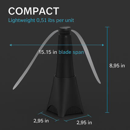 Portable Reflective Fly Repellent Fan with Soft-Stop Blades